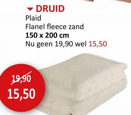 Plaid Druid 150x200cm flanel fleece zand Textiel Plaids