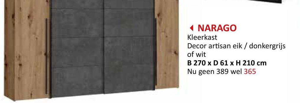 Kleerkast Narago 270cm - meubelplaat - artisan eik/beton Kleerkasten Schuifdeurkast Draaideurkast Kasten