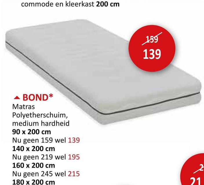 Matras Bond polyether 90x200cm medium Matrassen & Bedbodems Matrassen