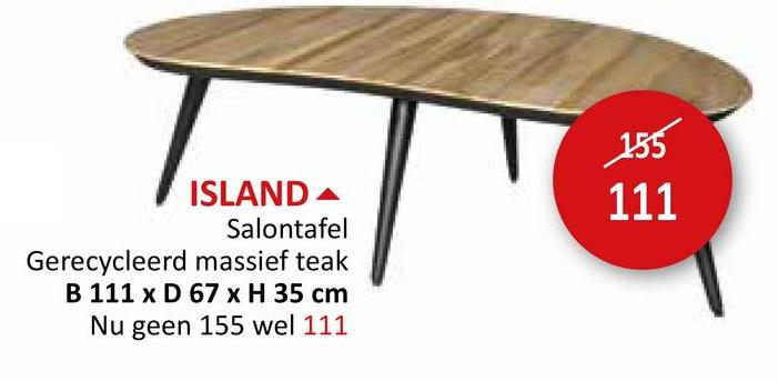 Salontafel Island 111x67x35cm - teak massief ijzer - naturel Bijzetmeubelen Salontafels