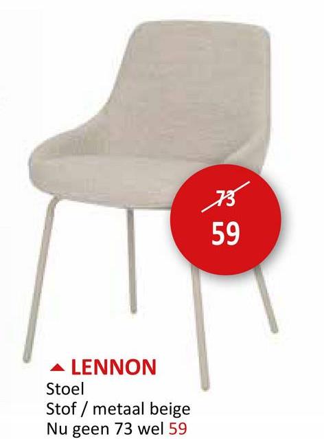 Stoel Lennon stof beige Stoelen Eetkamerstoelen