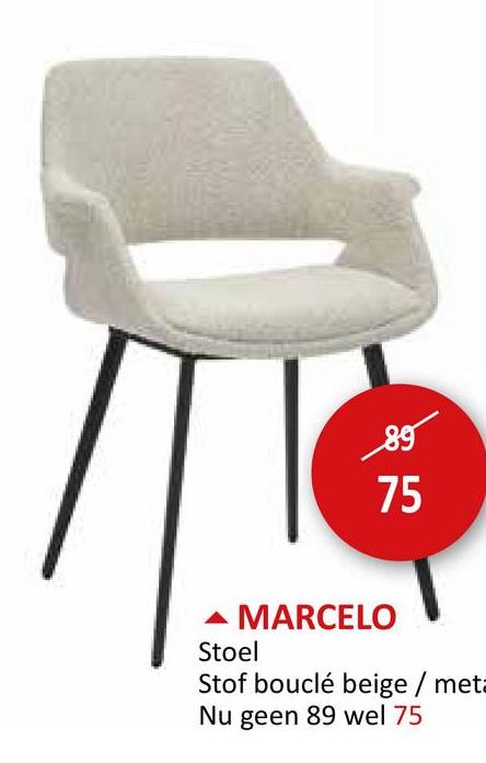 Stoel Marcelo bouclé beige Stoelen Eetkamerstoelen