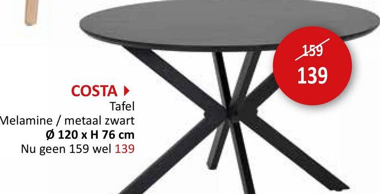 Ronde tafel Costa Ø120cm - melamine - zwart Tafels Eettafels Keukentafels Keukentafels