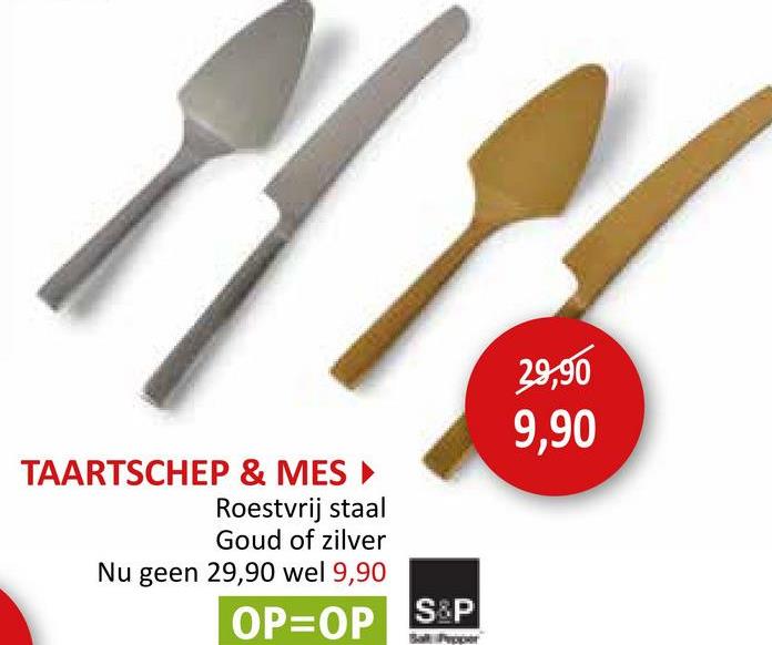 Taartschep & mes set goud Kookhulp Serveerlepels Allerlei