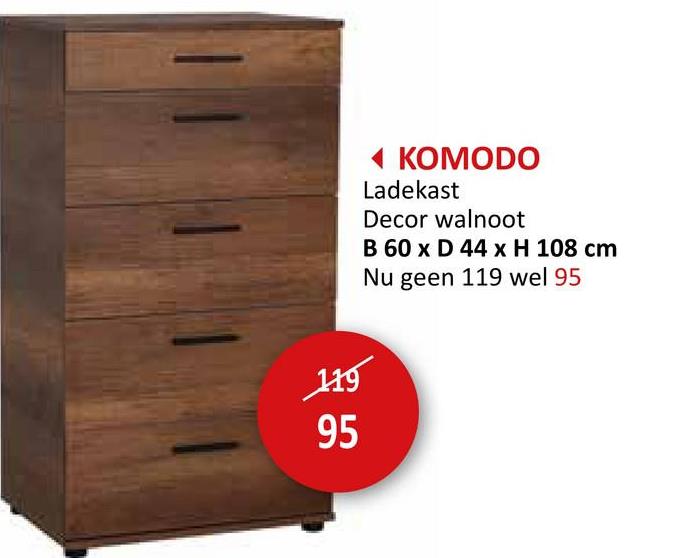 Ladekast Komodo 60x44x108cm Bijzetelementen Commode Kasten