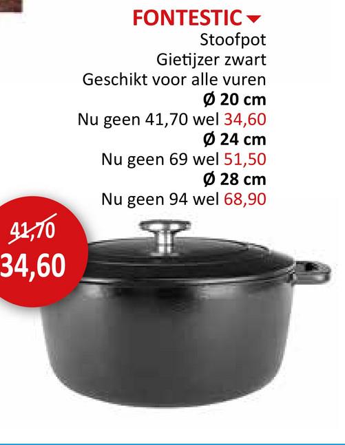 Stoofpot Fontestic Ø28cm zwart Potten & Pannen Kookpotten Stoofpotten Oven & Microgolf Cocotte