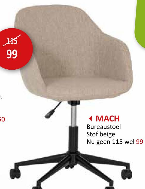 Bureaustoel Mach beige Jeugdkamers Bureaustoelen Kantoorstoelen