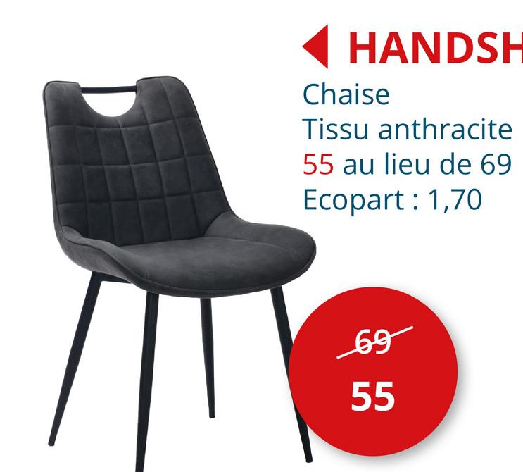 Chaise Handshake tissu anthracite Chaises Chaises De Salle à Manger