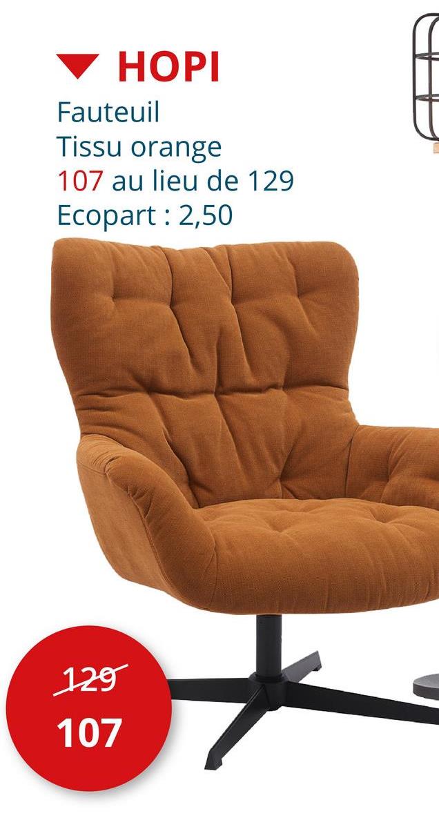 Fauteuil Hopi tissu orange Salons Fauteuils