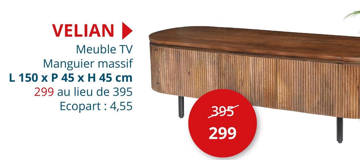 Meuble TV Velian bois massif 150cm Meubles D'appoint Meubles TV Armoires