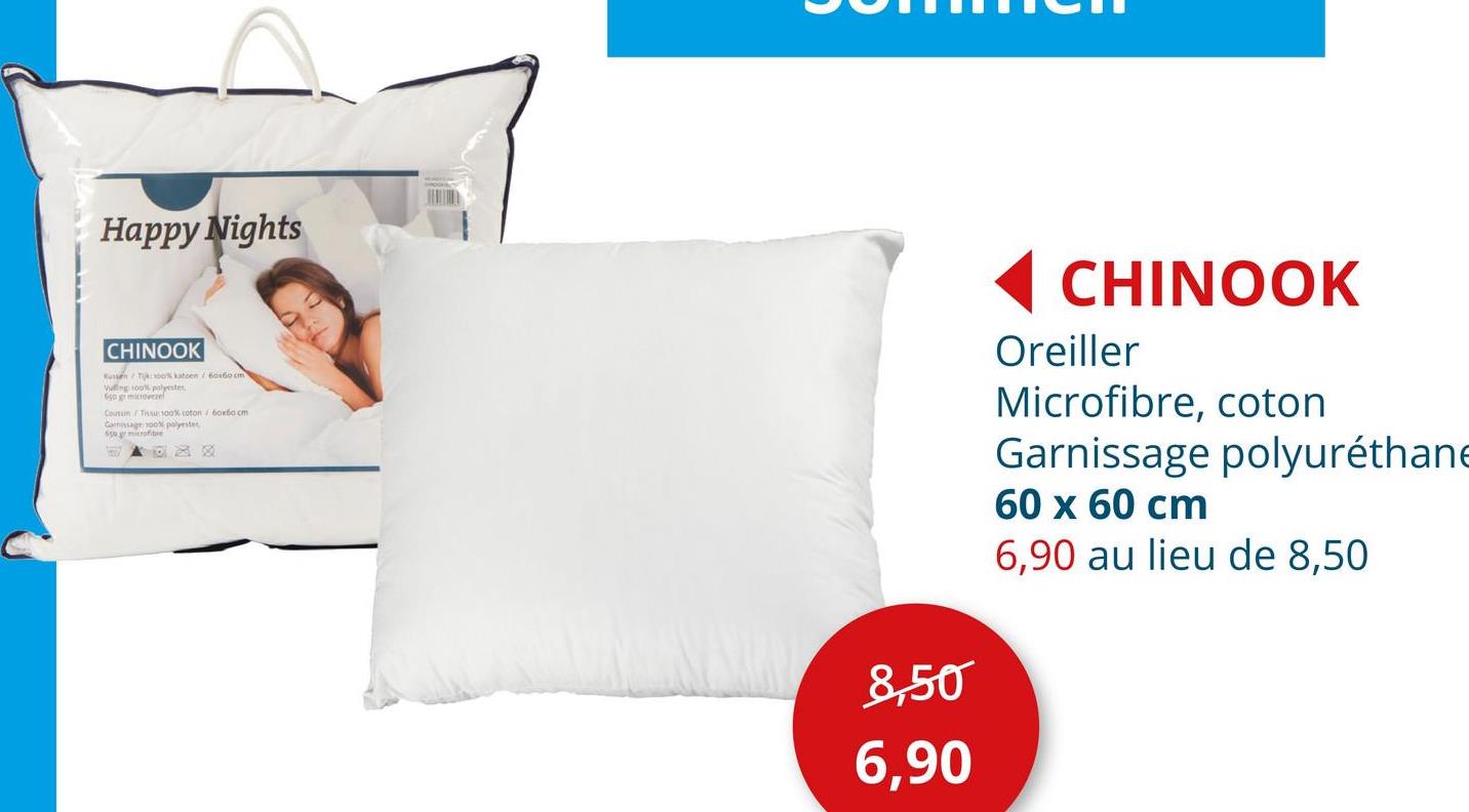 Oreiller Chinook 60x60cm Linge De Lit Oreillers