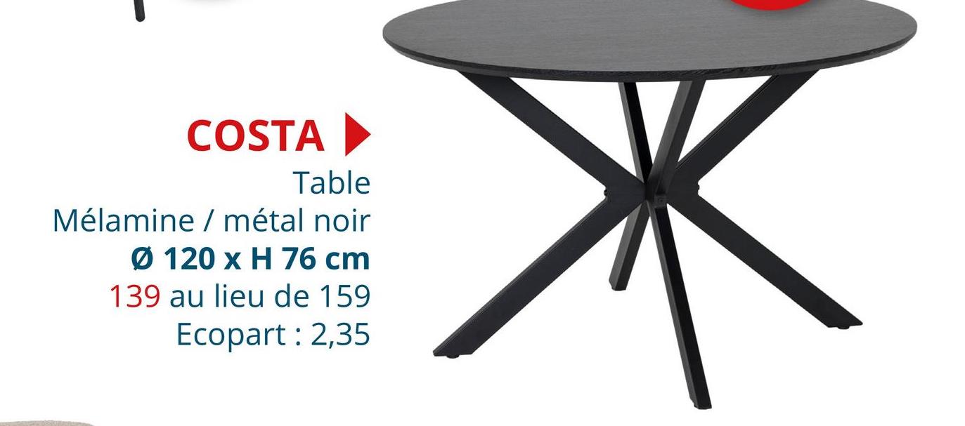 Table ronde Costa Ø120cm - mélamine - noir Tables Tables De Salle à Manger Tables De Cuisine Tables