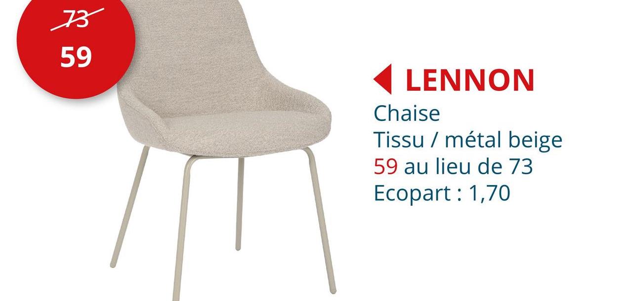 Chaise Lennon tissu beige Chaises Chaises De Salle à Manger