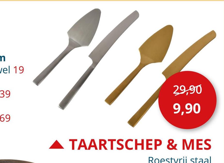 Taartschep & mes set goud Kookhulp Serveerlepels Allerlei