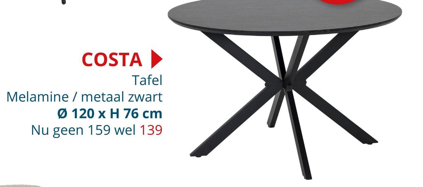 Ronde tafel Costa Ø120cm - melamine - zwart Tafels Eettafels Keukentafels Keukentafels