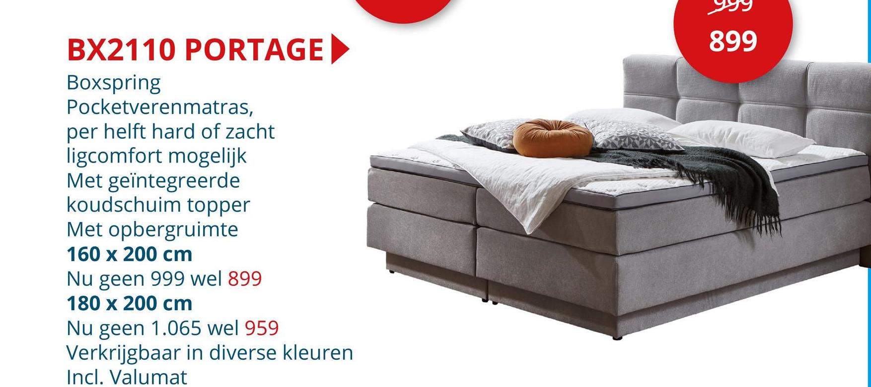 Boxspring BX2110 Portage 180x200cm met opbergruime stof ecru Bedden & Boxsprings Boxsprings