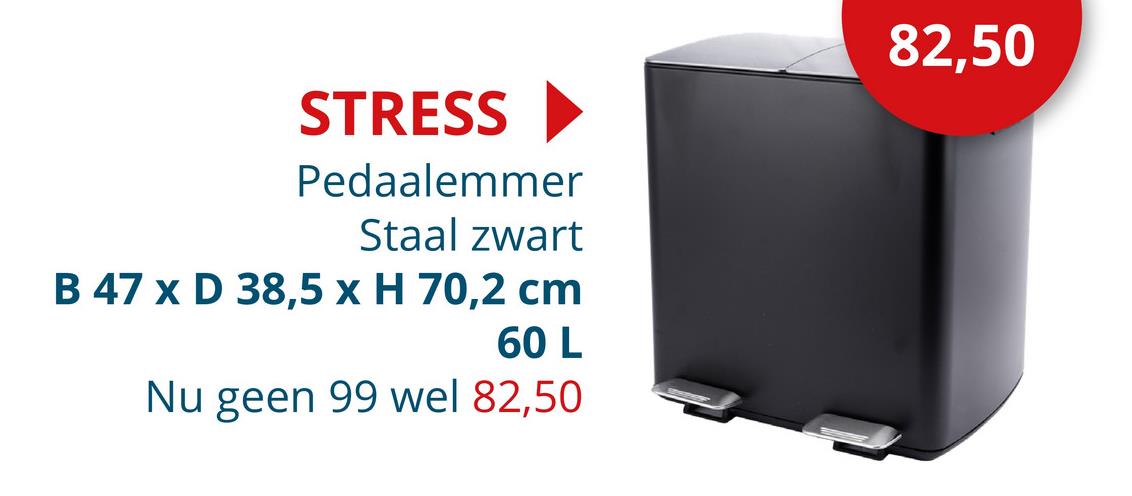 Pedaalemmer met opbergvak Stress 2x30L mat zwart Keukenaccessoires Vuilnisbakken Toilet Accessoires Accessoires Afval