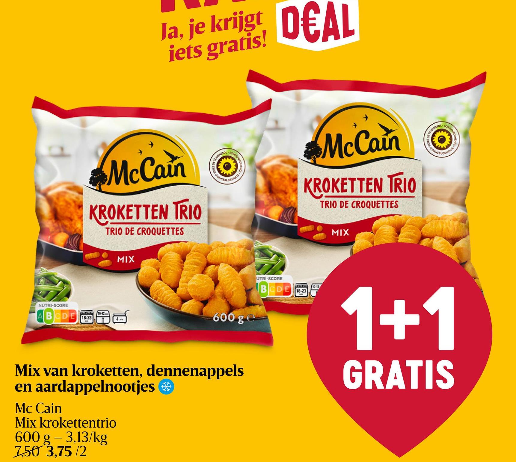 Trio | Kroketten gemaakt van de fijnste aardappelpuree. McCain Krokettentrio is een selectie van krokante kroketvariaties