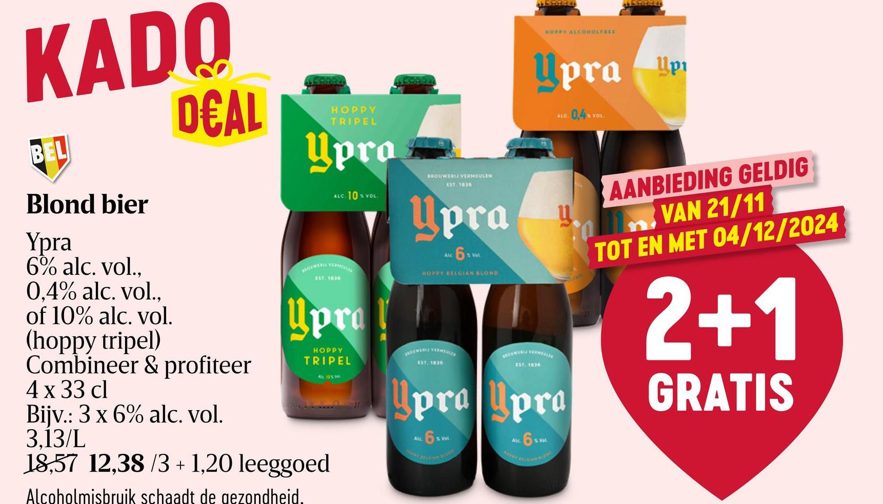 Bier | 6% alc Zacht, fris Belgisch blond bier van hoge gisting met een lichte bitterheid en fruitige hoptoetsen van sinaas en pompelmoes. Hergisting op fles. Alc. 6% Vol.