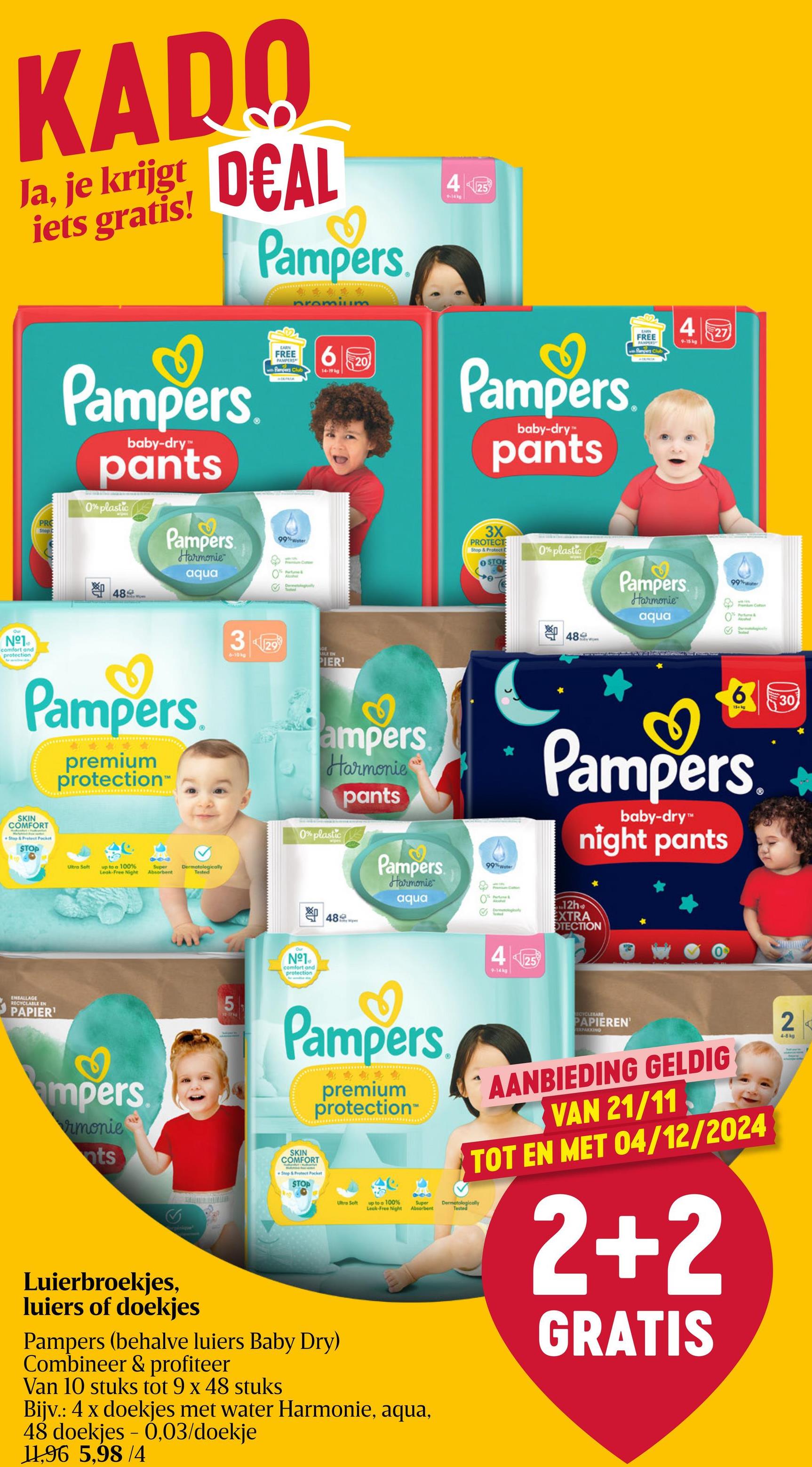 Doekjes | Aqua Pampers Harmonie Aqua babydoekjes zijn gemaakt met 99% puur water en biologisch katoen (15%). Ze bevatten geen alcohol of parfum en helpen de natuurlijke pH van de huid te behouden om ze zo tegen huidirritatie beschermen.