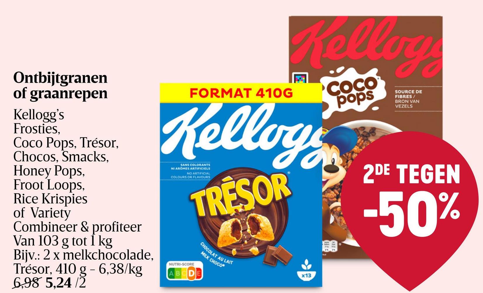 Ontbijtgranen | Chocolade-Hazelnoten Ontbijtgranen met een vulling van chocolade- en hazelnootsmaak.