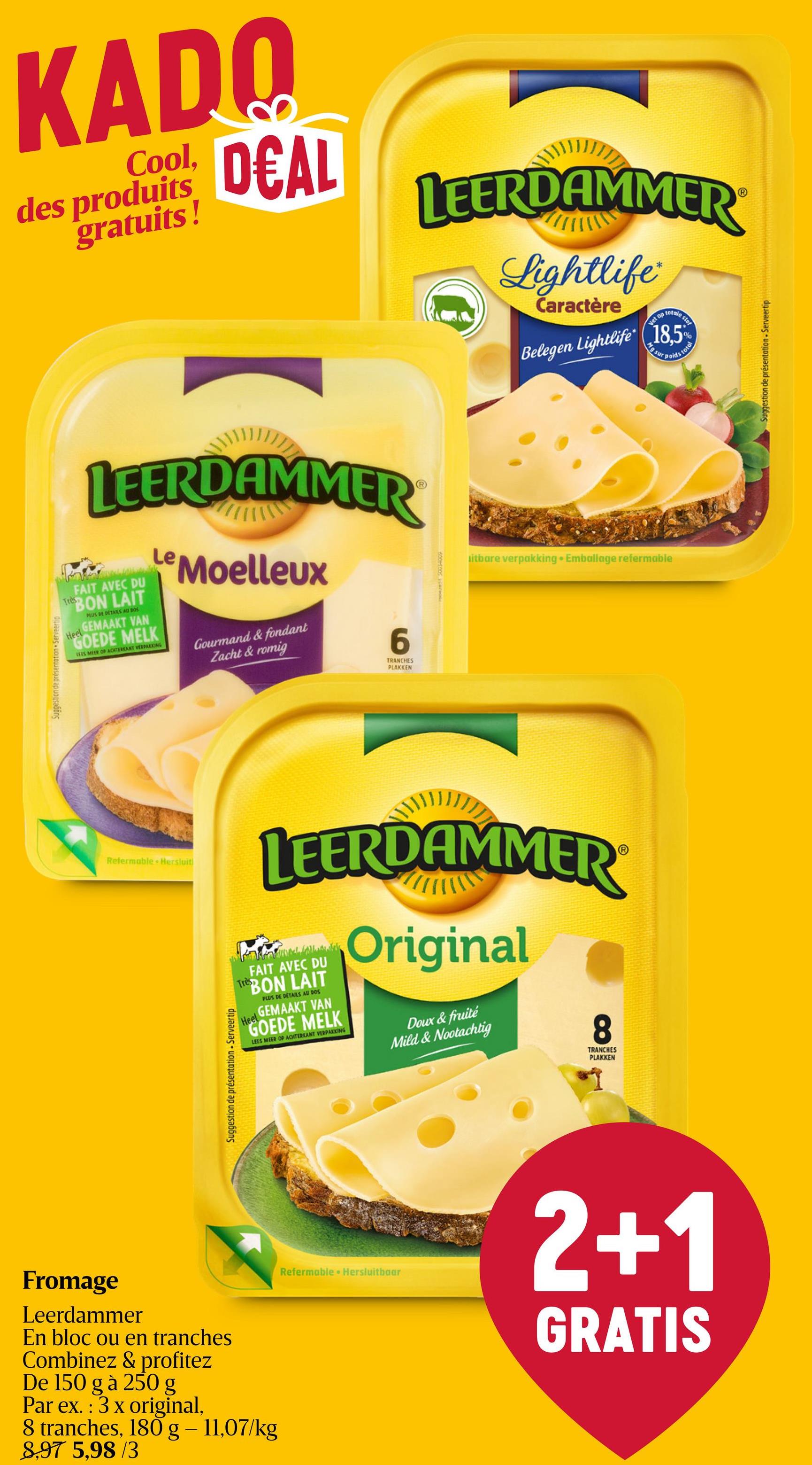 Leerdammer | Original | Bloc Fromage à trous en bloc