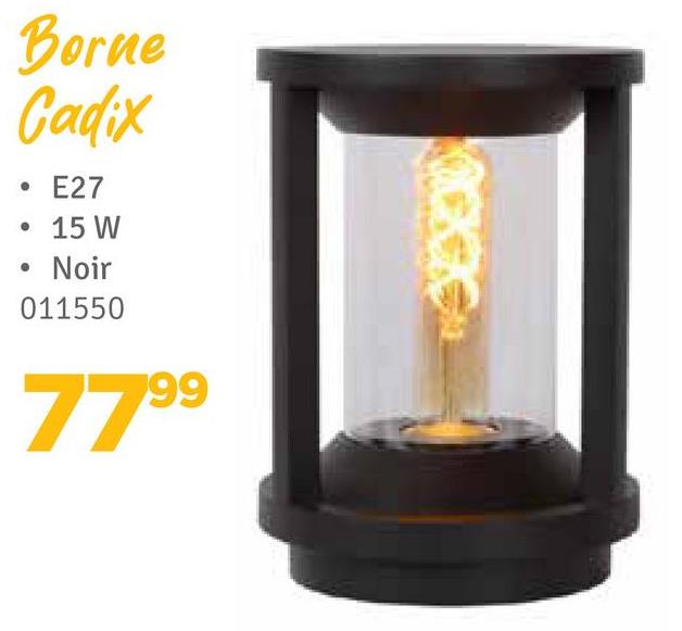 Borne
Cadix
•
E27
15 W
Noir
011550
7799