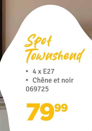 Spot
Townshend
•
•
4 x E27
Chêne et noir
069725
7999