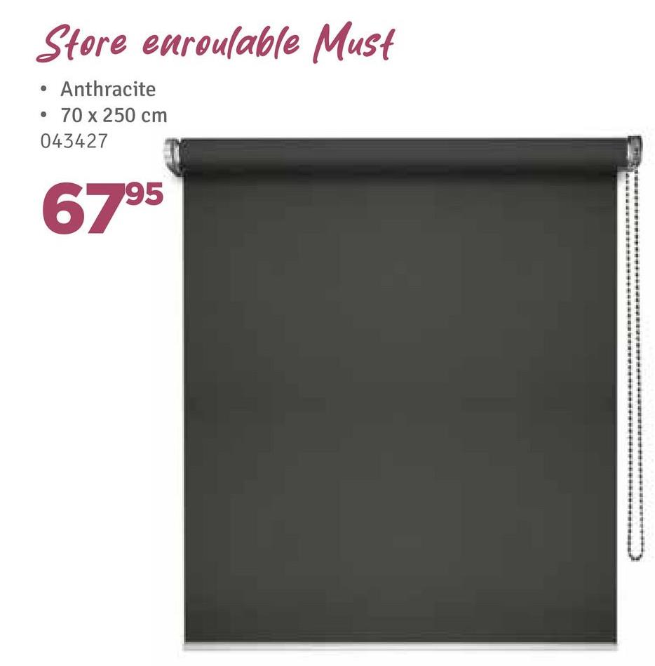 Store enroulable Must
Anthracite
• 70 x 250 cm
043427
6795