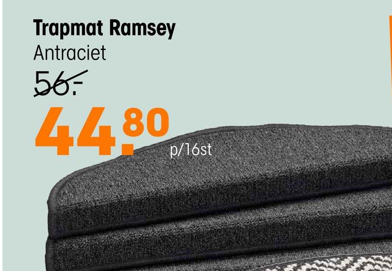 Trapmat Ramsey Antraciet Zelfklevende trapmat antraciet. Geluiddempend, slijtvast en antislip. 16 stuks.