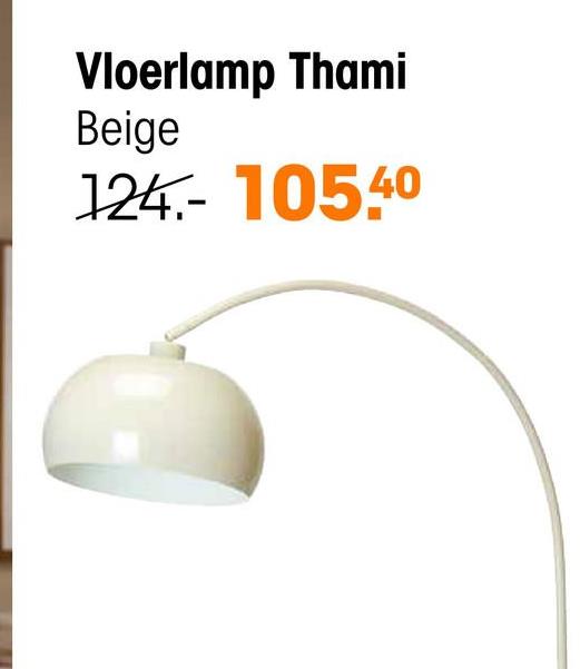 Vloerlamp Thami Beige <p>Vloerlamp Thami in beige kleur is een klassieke en charmante vloerlamp. Thami is een mooie booglamp die perfect past in diverse interieurstijlen. De afmetingen van 35x84x180 cm zorgen ervoor dat de staande lamp gemakkelijk te plaatsen is op divers