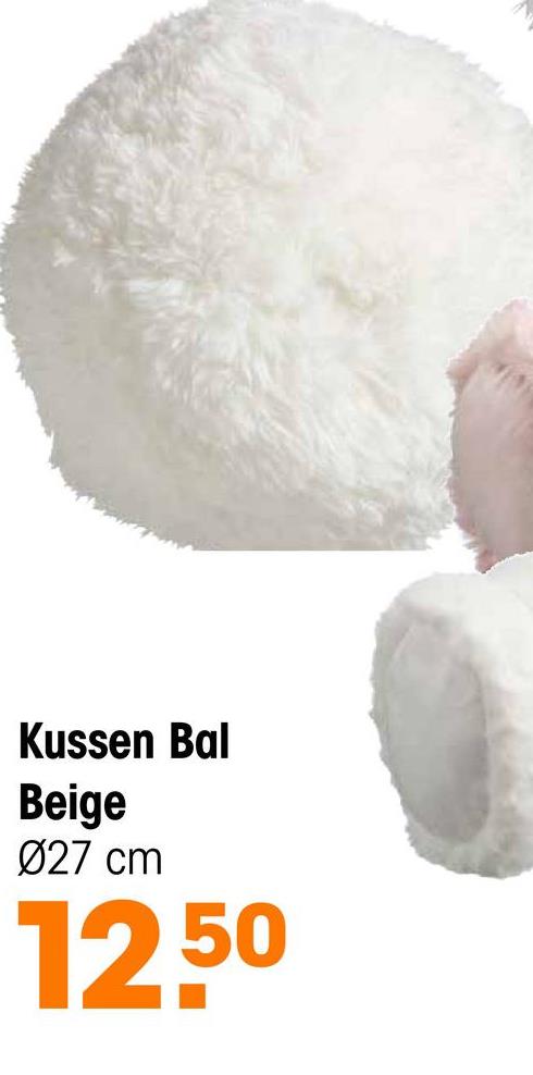 Kussen Bal Beige - Ø27cm <p>Dit prachtige ronde sierkussen heeft een beige kleur.  Het sfeervolle kussen heeft een diameter van 27 cm.</p> <ul>    <li>Gemaakt van 100% polyester</li>   <li>Inclusief vulling</li>   <li>Handwas</li> </ul>