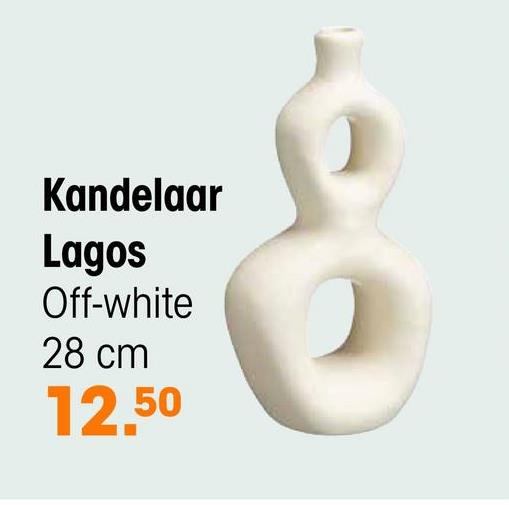 Kandelaar Lagos Off-White Ontdek de Lagos kandelaar in een off-white kleur met een abstracte vorm.  Deze sfeervolle kandelaar brengt een unieke elegantie in jouw ruimte. Perfect voor een stijlvolle inrichting.