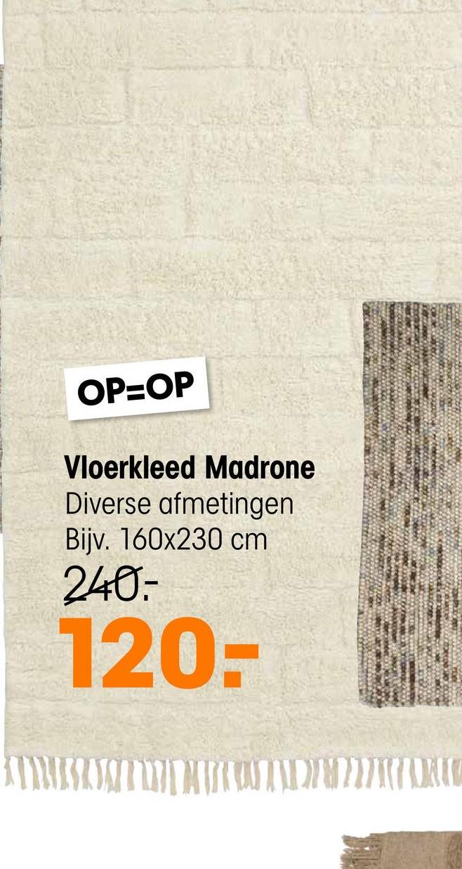 Vloerkleed Madrone 160x230 cm Naturel <p>Vloerkleed Madrone is een rechthoekig vloerkleed in naturel kleur. Met vloerkleed Madrone tover je je ruimte om tot een gezellig en eigentijds interieur. Door de naturel kleur geeft hij veel rust, maar het patroon en franjes aan de uiteindes geven