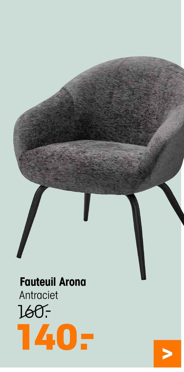 Fauteuil Arona Antraciet De Arona fauteuil heeft een ronde leuning en is gemaakt van een antraciet zachte stof voor een luxe en comfortabele uitstraling. De stoel heeft een afmeting 71,5x66x74,5 cm (lxbxh) en heeft een zithoogte van 45,5 cm.