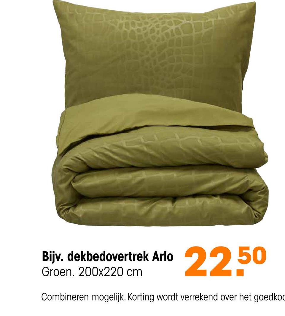 Dekbedovertrek Arlo Groen - 200x220 cm <strong>Dekbedovertrek Arlo Groen</strong><ul><li>Geschikt voor 200x220cm dekbed</li><li>Groen van kleur met patroon</li><li>Gemaakt van 100% polyester</li><li>Wasbaar op 40 graden</li><li>Met elastieken band</li><p><strong>Voordelen dekbedovertrek v