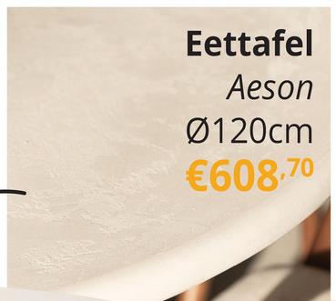 Eettafel AESON Ø120 Microcement Ontdek de elegante charme van de AESON eettafel in microcement. Dit prachtige meubelstuk is ontworpen om een warme en uitnodigende sfeer te creëren in jouw eetruimte. Met een diameter van 120cm is deze tafel perfect voor gezellige diners met vrienden en familie, of voor een rustige maaltijd met je partner. De unieke textuur van het microcement voegt een artistiek element toe aan je interieur.