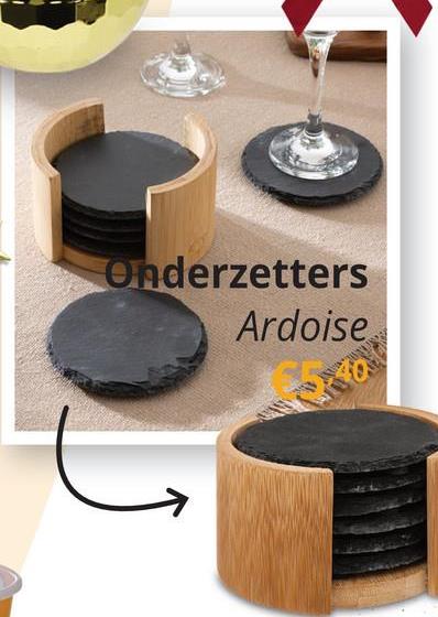 S/6 Onderzetters ARDOISE Rnd Leisteen S/6 Onderzetters ARDOISE Rnd Leisteen