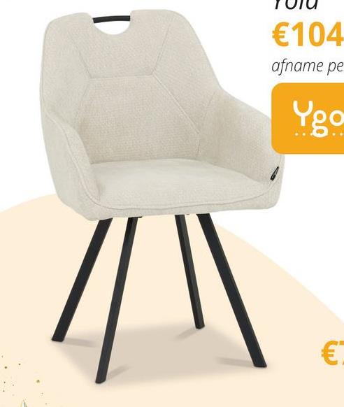 Stoel YOLA Natural Maak kennis met de YOLA armstoel met greep, een stijlvolle toevoeging aan je interieur die zowel comfort als functionaliteit biedt. Deze armstoel is perfect voor elke ruimte, of het nu gaat om de woonkamer, eetkamer of zelfs een gezellige hoek in je kantoor. 

De natuurkleurige zitting en rugleuning in combinatie met de zwarte poten geven deze stoel een moderne en verfijnde uitstraling.