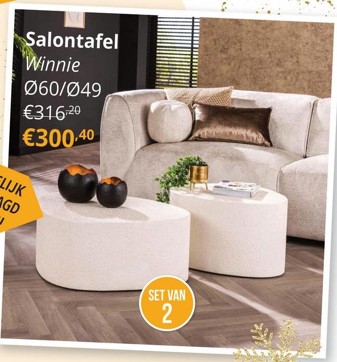 Salontafel WINNIE S/2 Stone Driehoekig De WINNIE Salontafelset bestaat uit twee unieke tafels met afgeronde, driehoekige vormen die samen een harmonieus geheel vormen. Hun speelse, afgeronde contouren en de rustige, natuurlijke tint zorgen voor een subtiele, maar stijlvolle toevoeging aan elke woonkamer. De stevige, maar elegante constructie combineert functionaliteit met een modern design, waardoor deze set ideaal is voor liefhebbers van een eigentijds interieur.&nbsp;