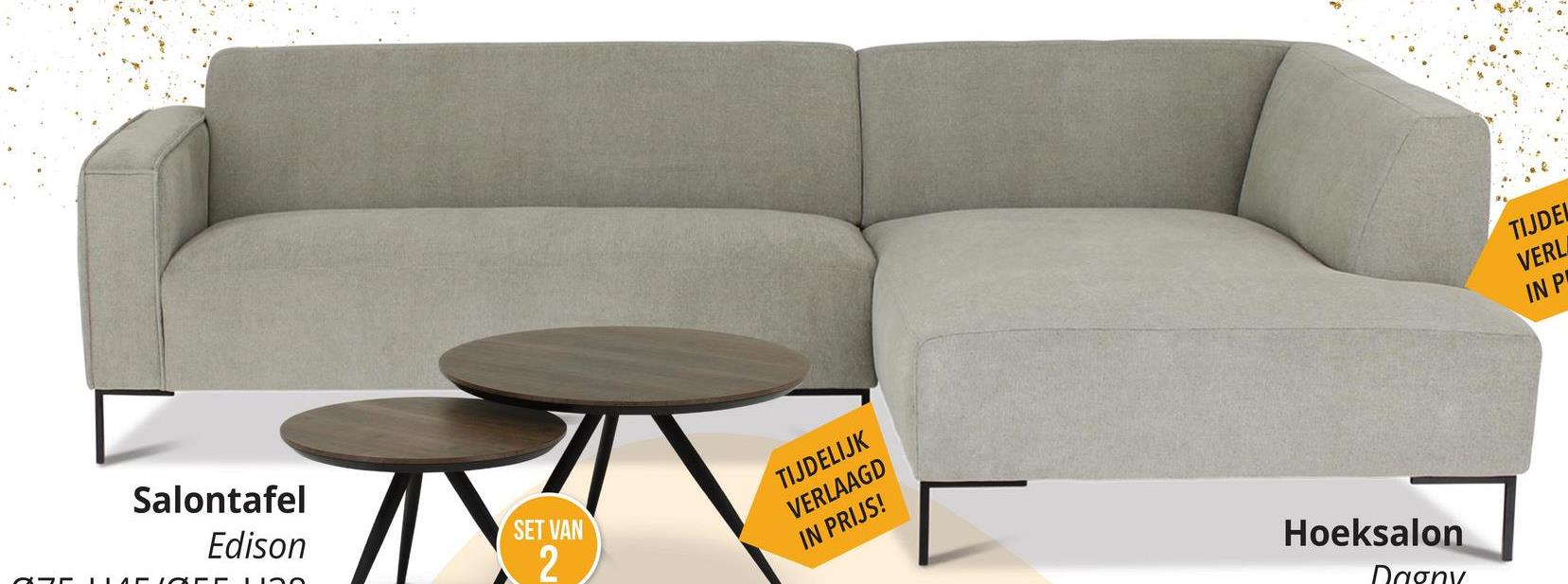 Hoeksalon DAGNY Longchair Rechts Alta Sand B293 Ontdek het moderne hoeksalon DAGNY, een perfecte aanvulling voor je woonruimte! Met zijn eigentijdse uitstraling en compromisloos comfort is dit hoeksalon een must-have voor elk hedendaags interieur. Met een royale breedte van 293 cm en een diepte van 162 cm biedt het voldoende ruimte om te ontspannen en te genieten.&nbsp;De grijze/beige kleur geeft een verfijnde touch, perfect in balans met de zwarte metalen poten die een vleugje elegantie toevoegen. Het eenvoudige, strakke design straalt klasse uit en past moeiteloos in verschillende interieurstijlen.&nbsp;De longchair aan de rechterkant zorgt voor extra comfort en veelzijdigheid. Upgrade je leefruimte met het hoeksalon DAGNY en creëer een plek waar stijl en comfort samenkomen!