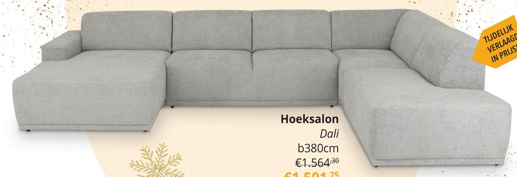 Hoeksalon DALI Longchair Links Grijs Ontdek het ultieme comfort en de moderne elegantie van ons hoeksalon DALI. Met een royale breedte van 380 cm en een uitnodigende lengte van 283 cm biedt dit hoeksalon de perfecte plek om te ontspannen en te genieten van gezellige momenten in huis.Het hoeksalon is vervaardigd uit hoogwaardige stof in een prachtige lichtgrijze kleur (675), waardoor het een verfijnde uitstraling heeft die past bij elke interieurstijl.&nbsp;Met zijn slimme hoekopstelling aan de linkerkant biedt dit hoeksalon niet alleen een comfortabele zitplaats, maar optimaliseert het ook de ruimte in je woonkamer.&nbsp;Of je nu ontspant met een goed boek of geniet van een filmavond met vrienden, het hoeksalon DALI staat garant voor urenlang comfort en plezier.