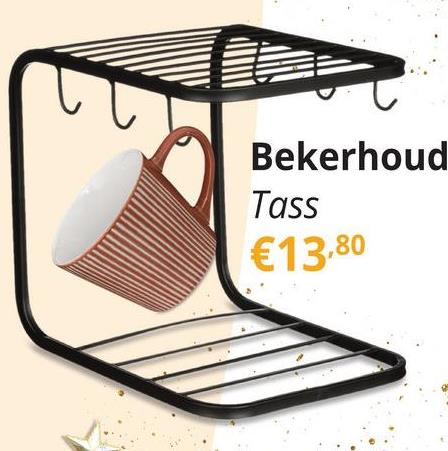 Bekerhouder TASS Met. Zwart De TASS bekerhouder in zwart metaal is de perfecte mix van stijl en functionaliteit voor jouw keuken of koffieruimte. Deze houder biedt een praktische oplossing om je bekers en mokken georganiseerd op te bergen en creëert direct een moderne en opgeruimde look. Met zijn stevige, minimalistische metalen frame en matzwarte afwerking past Tass perfect in een industriële of eigentijdse keukenstijl.Het compacte en open ontwerp maakt het gemakkelijk om alles bij de hand te hebben zonder veel ruimte in te nemen. Plaats Tass op je aanrecht of keukenkast en geef je koffieritueel een stijlvol, georganiseerd accent.