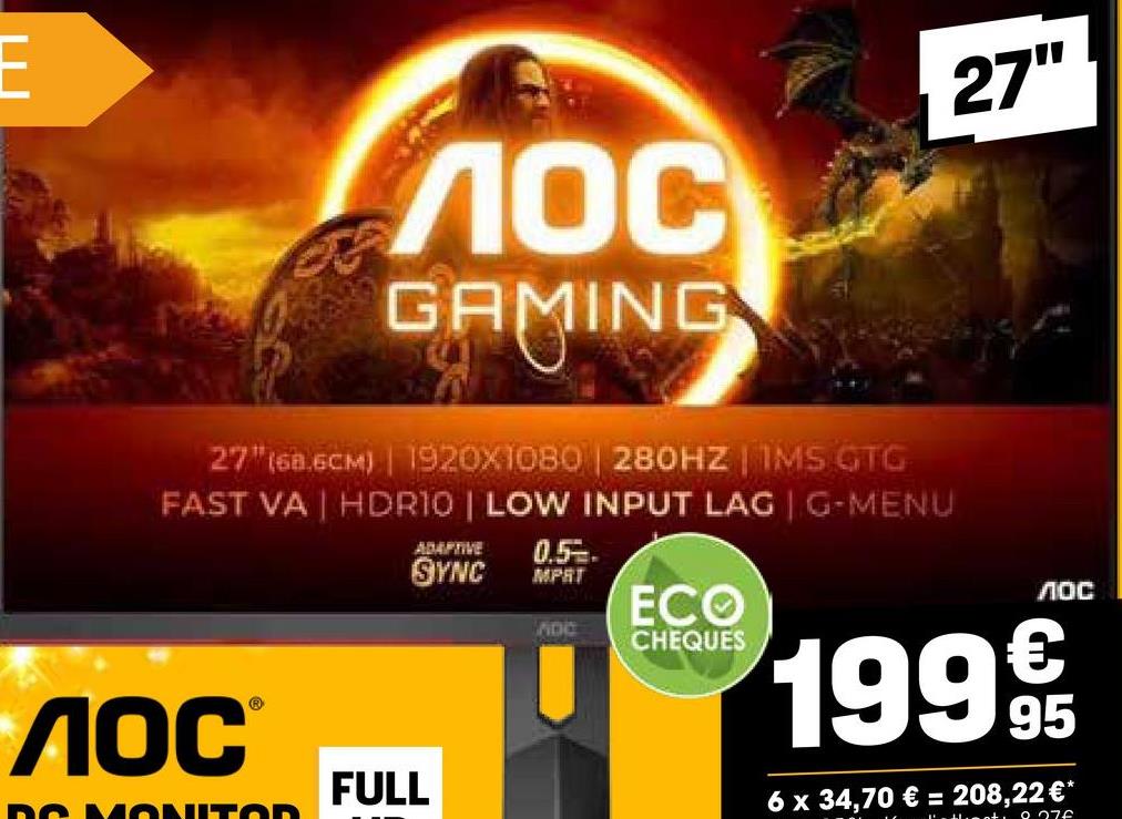 E
Лос
GAMING
27" (68.6CM) | 1920X1080 | 280HZ | IMS GTG
FAST VA | HDRIO | LOW INPUT LAG | G-MENU
Лос
FULL
ADAPTIVE 0.5
SYNC
MPRT
Лос
ECO
CHEQUES
27"
Лос
19995
6 x 34,70 € = 208,22 €*
0.076