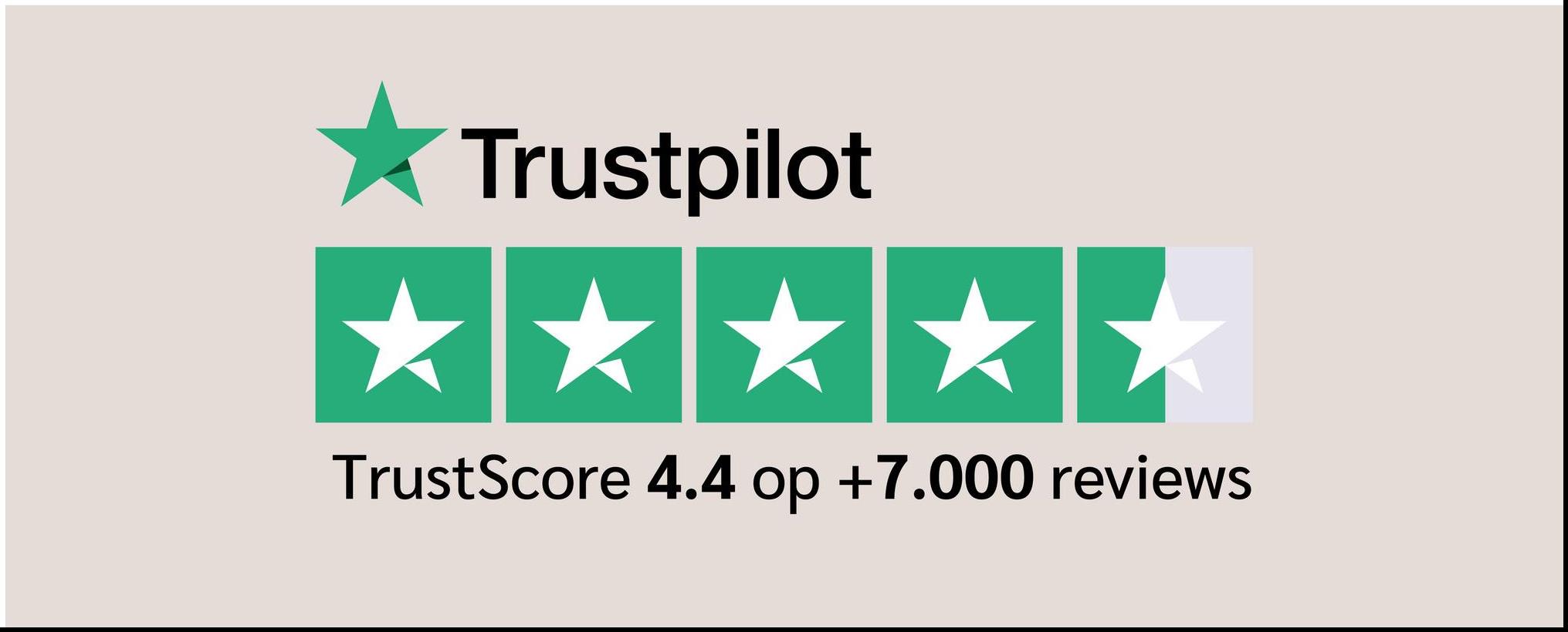 Trustpilot
TrustScore 4.4 op +7.000 reviews