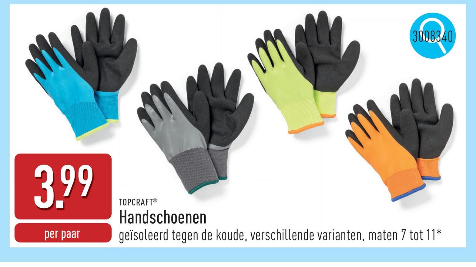 Handschoenen geïsoleerd tegen de koude, keuze uit verschillende varianten, maten 7 tot 11*