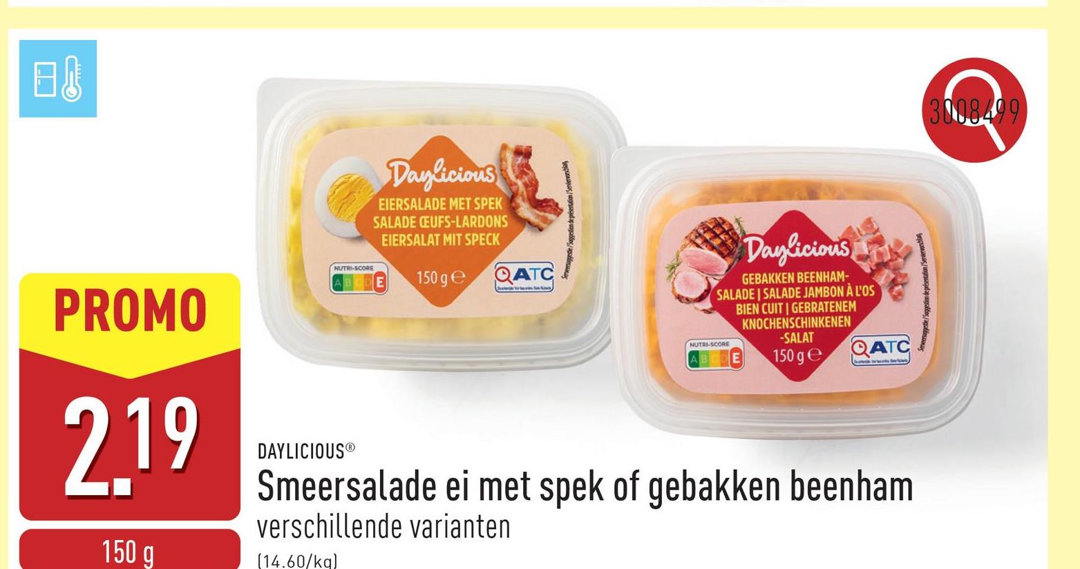 Smeersalade ei met spek of gebakken beenham keuze uit verschillende varianten