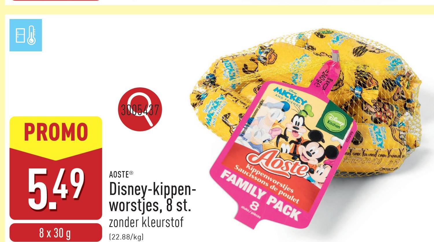 Disney-kippenworstjes, 8 st. kookworst van kippenvlees, zonder kleurstof