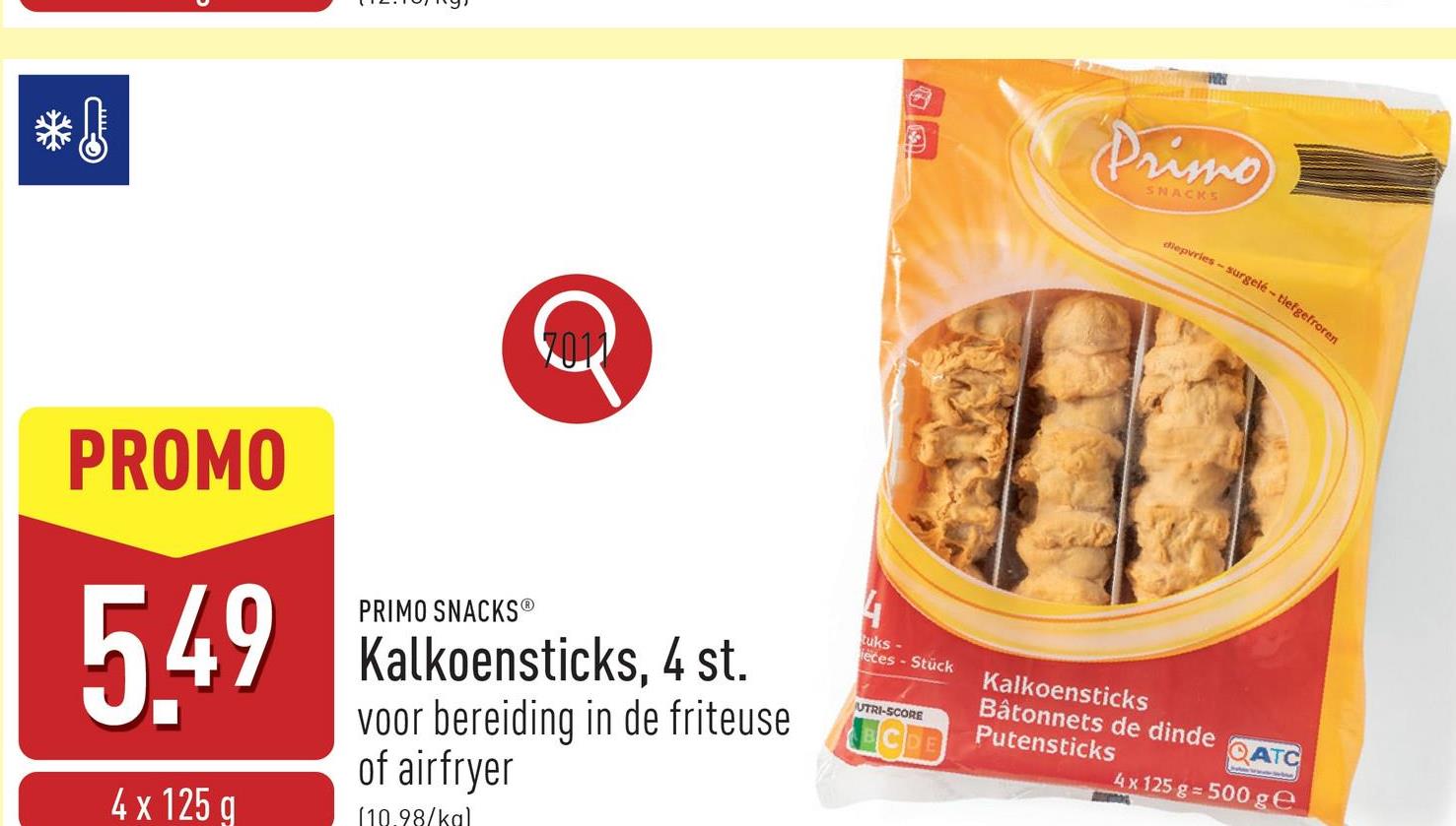 Kalkoensticks, 4 st. geschikt voor bereiding in de friteuse of airfryer