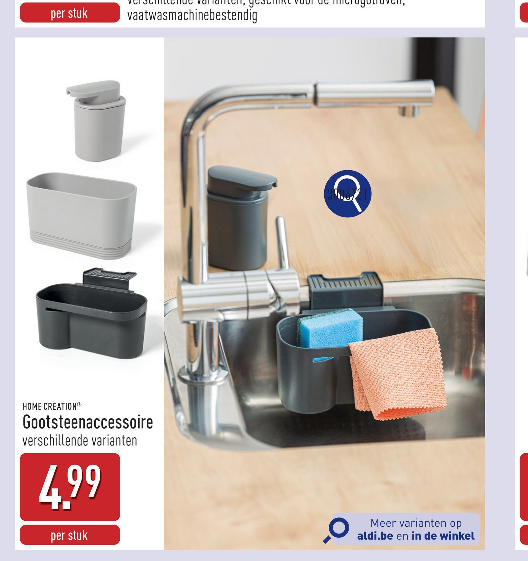 Gootsteenaccessoire keuze uit zeepdispenser (200 ml), organizer met basis en organizer met zuignappen, keuze uit verschillende varianten